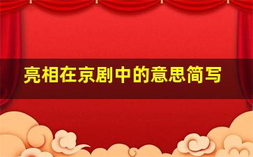 亮相在京剧中的意思简写