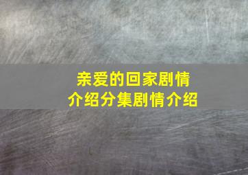 亲爱的回家剧情介绍分集剧情介绍