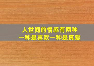 人世间的情感有两种一种是喜欢一种是真爱