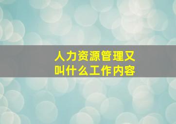 人力资源管理又叫什么工作内容