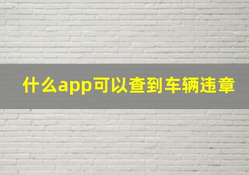 什么app可以查到车辆违章