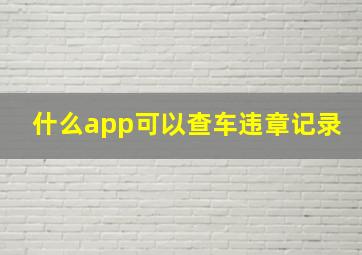 什么app可以查车违章记录