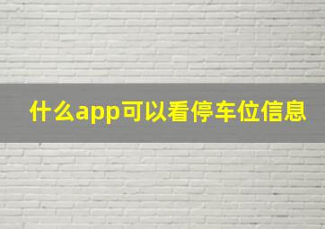 什么app可以看停车位信息