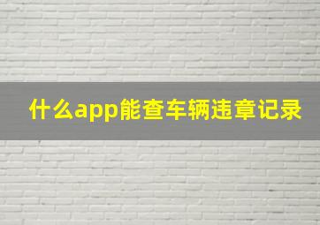 什么app能查车辆违章记录