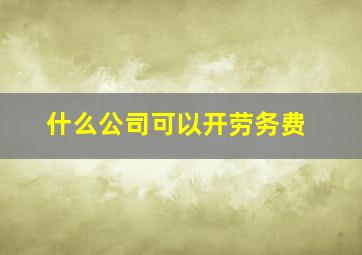 什么公司可以开劳务费