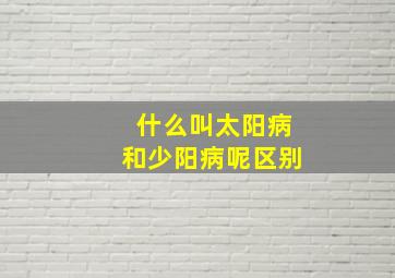 什么叫太阳病和少阳病呢区别