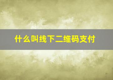 什么叫线下二维码支付