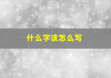 什么字该怎么写