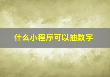 什么小程序可以抽数字