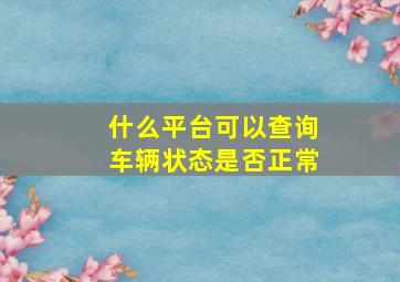 什么平台可以查询车辆状态是否正常