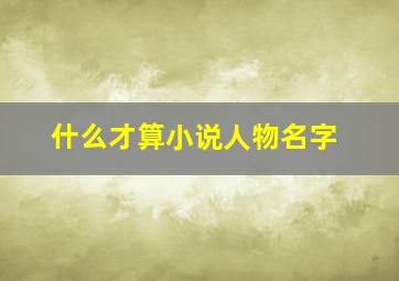 什么才算小说人物名字