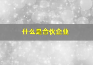 什么是合伙企业