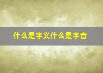 什么是字义什么是字音