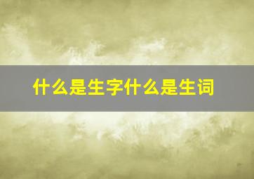 什么是生字什么是生词