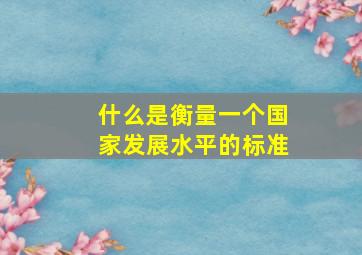 什么是衡量一个国家发展水平的标准