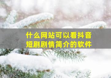 什么网站可以看抖音短剧剧情简介的软件