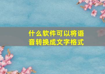 什么软件可以将语音转换成文字格式