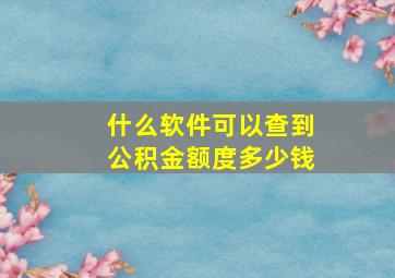 什么软件可以查到公积金额度多少钱