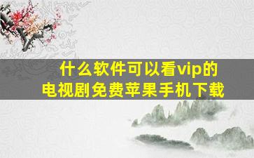 什么软件可以看vip的电视剧免费苹果手机下载