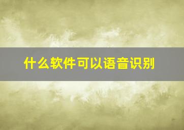 什么软件可以语音识别