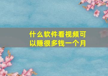 什么软件看视频可以赚很多钱一个月