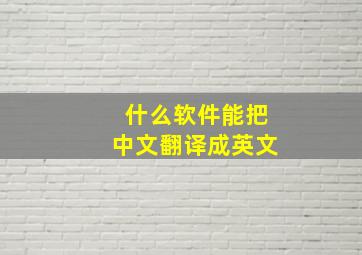 什么软件能把中文翻译成英文