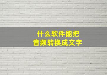 什么软件能把音频转换成文字