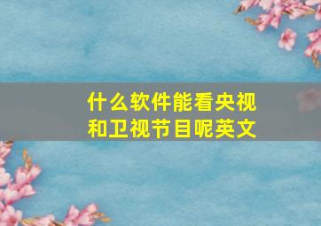 什么软件能看央视和卫视节目呢英文