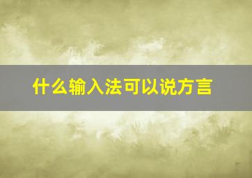 什么输入法可以说方言