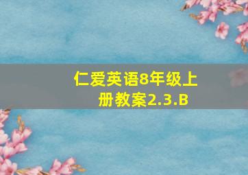 仁爱英语8年级上册教案2.3.B