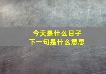 今天是什么日子下一句是什么意思