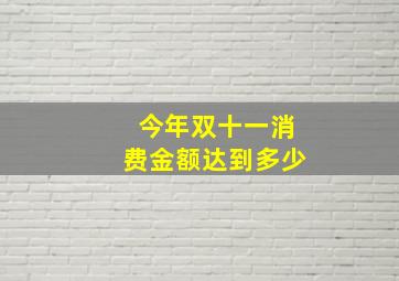 今年双十一消费金额达到多少