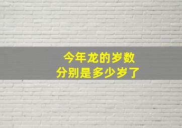 今年龙的岁数分别是多少岁了