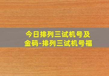 今日排列三试机号及金码-排列三试机号福