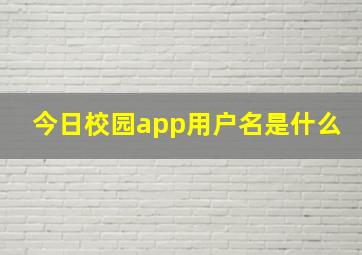 今日校园app用户名是什么