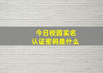 今日校园实名认证密码是什么