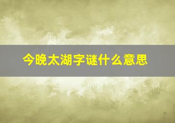 今晚太湖字谜什么意思