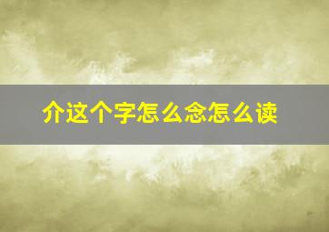 介这个字怎么念怎么读