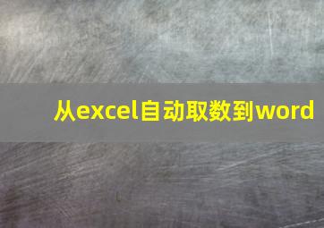 从excel自动取数到word