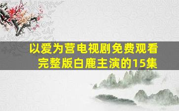 以爱为营电视剧免费观看完整版白鹿主演的15集