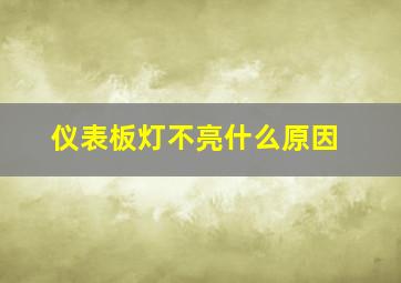 仪表板灯不亮什么原因