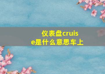 仪表盘cruise是什么意思车上