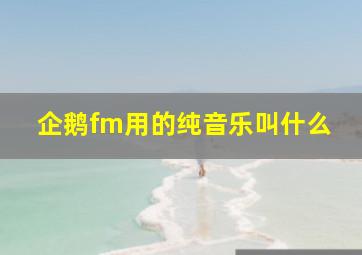 企鹅fm用的纯音乐叫什么