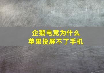 企鹅电竞为什么苹果投屏不了手机