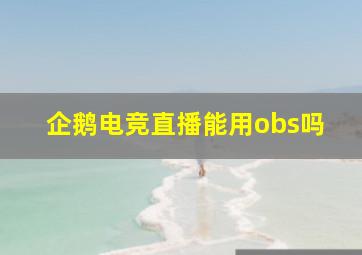 企鹅电竞直播能用obs吗