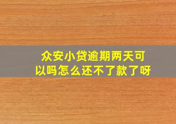 众安小贷逾期两天可以吗怎么还不了款了呀