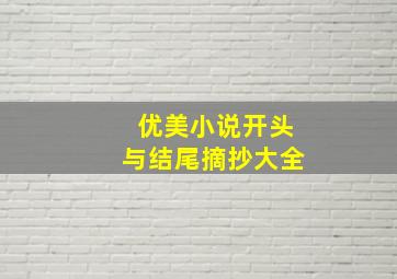 优美小说开头与结尾摘抄大全