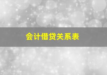 会计借贷关系表