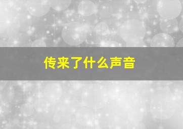 传来了什么声音