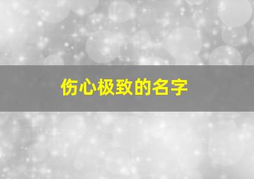 伤心极致的名字